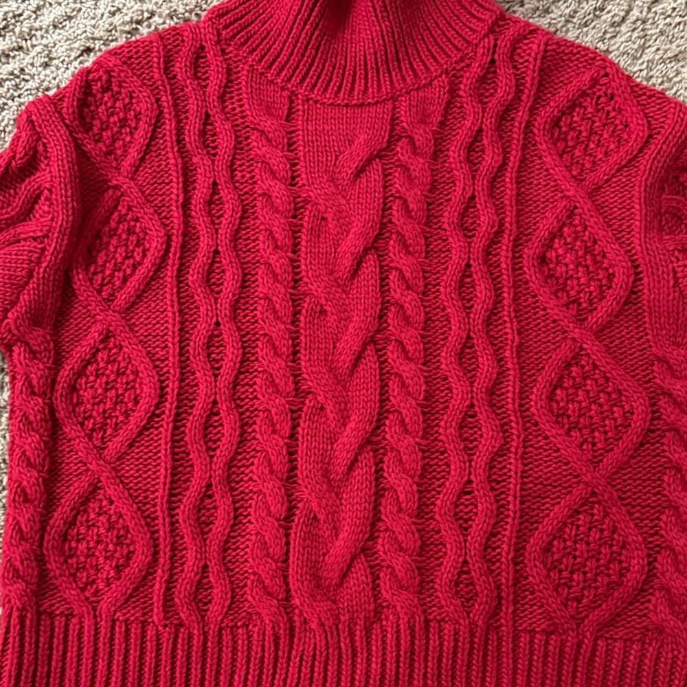 H&M Rich Red Cable Knit Chunky Turtleneck Sweater - Picture 10 of 10